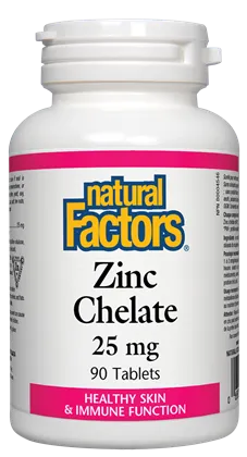 Natural Factors Zinc Chelate (25mg) (90 Tablets)