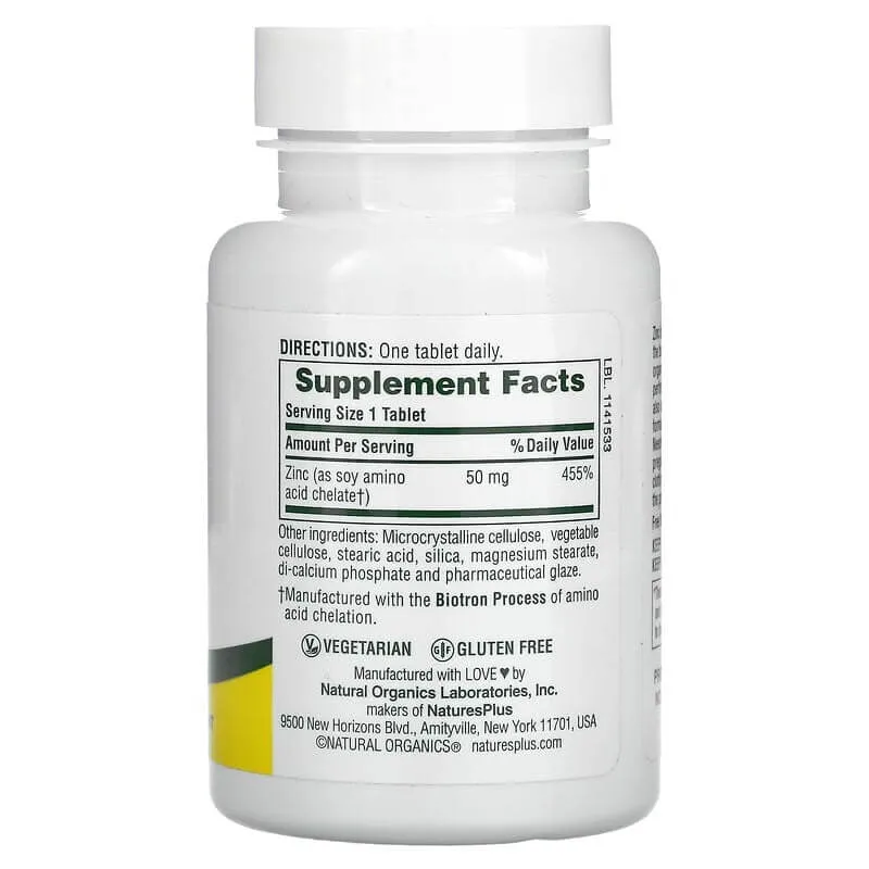 NaturesPlus Zinc 50 mg, 90 tablets