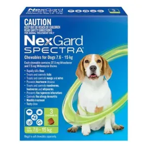 NEXGARD SPECTRA GREEN chews for Small Dogs 7.6 ~ 15kg - Heartworm & Worming   Flea & Tick Protection