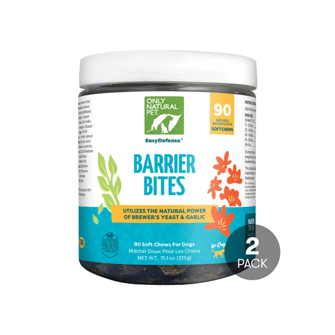 Only Natural Pet EasyDefense Barrier Bites Soft Flea Chews for Dogs 90 Count