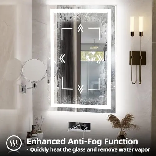 Round Circular Sleek LED Light Mirror: Enhanced Visibility with Antifog Feature - Circle Design Touch Sensor Different Than Main Image (30 x 30 Inches)