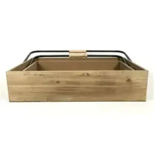 Set Of 2 Rustic Crates With Folding Iron Handle