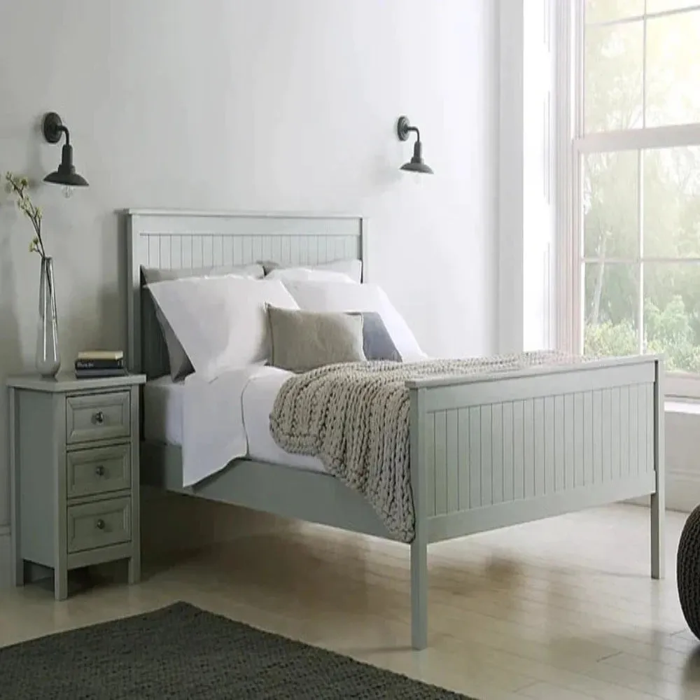 Simply Wooden Bed Without Storage in Grey Matt Finish