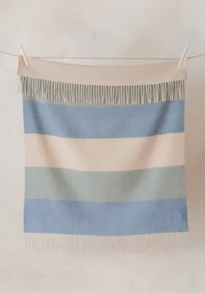 Tartan Lambswool Baby Blanket in Blue Candy Stripe
