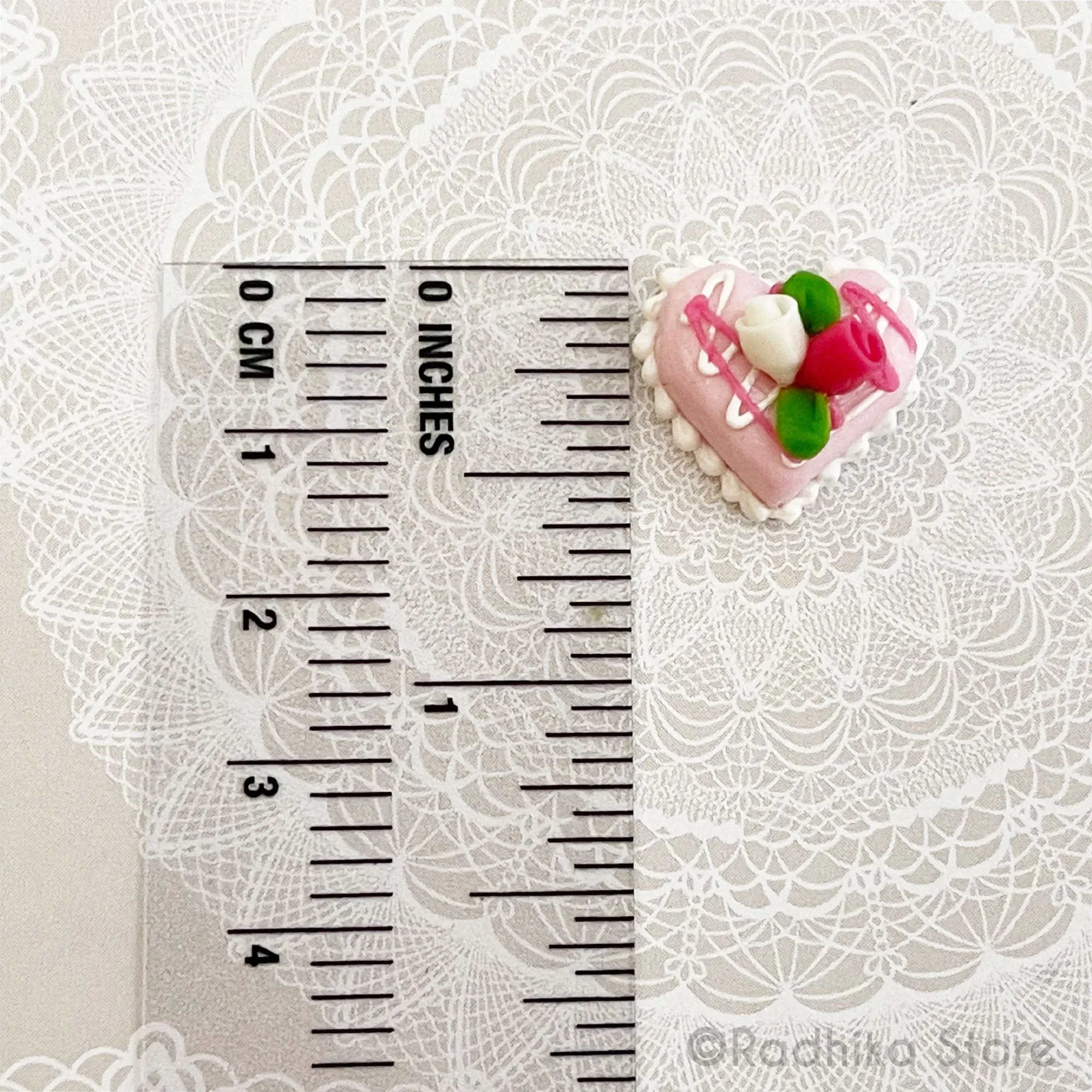 Tiny Sweet Heart Cake - Frosted Rose - Choose - Set of 2