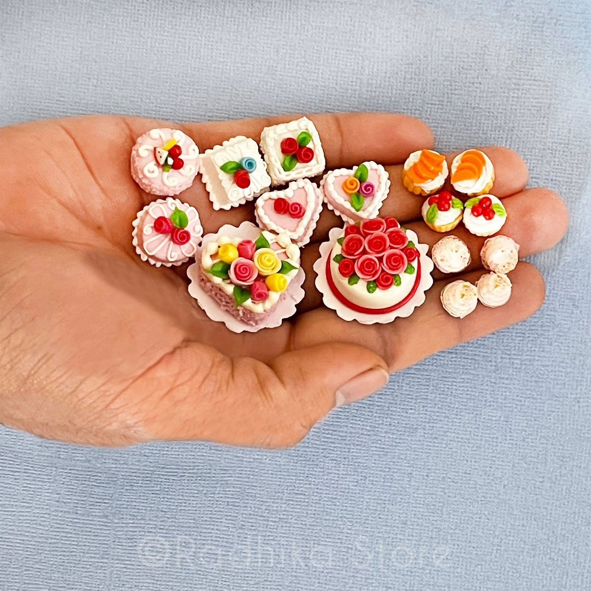 Tiny Sweet Square Cakes - Frosty Swirl - Choose- Set of 2