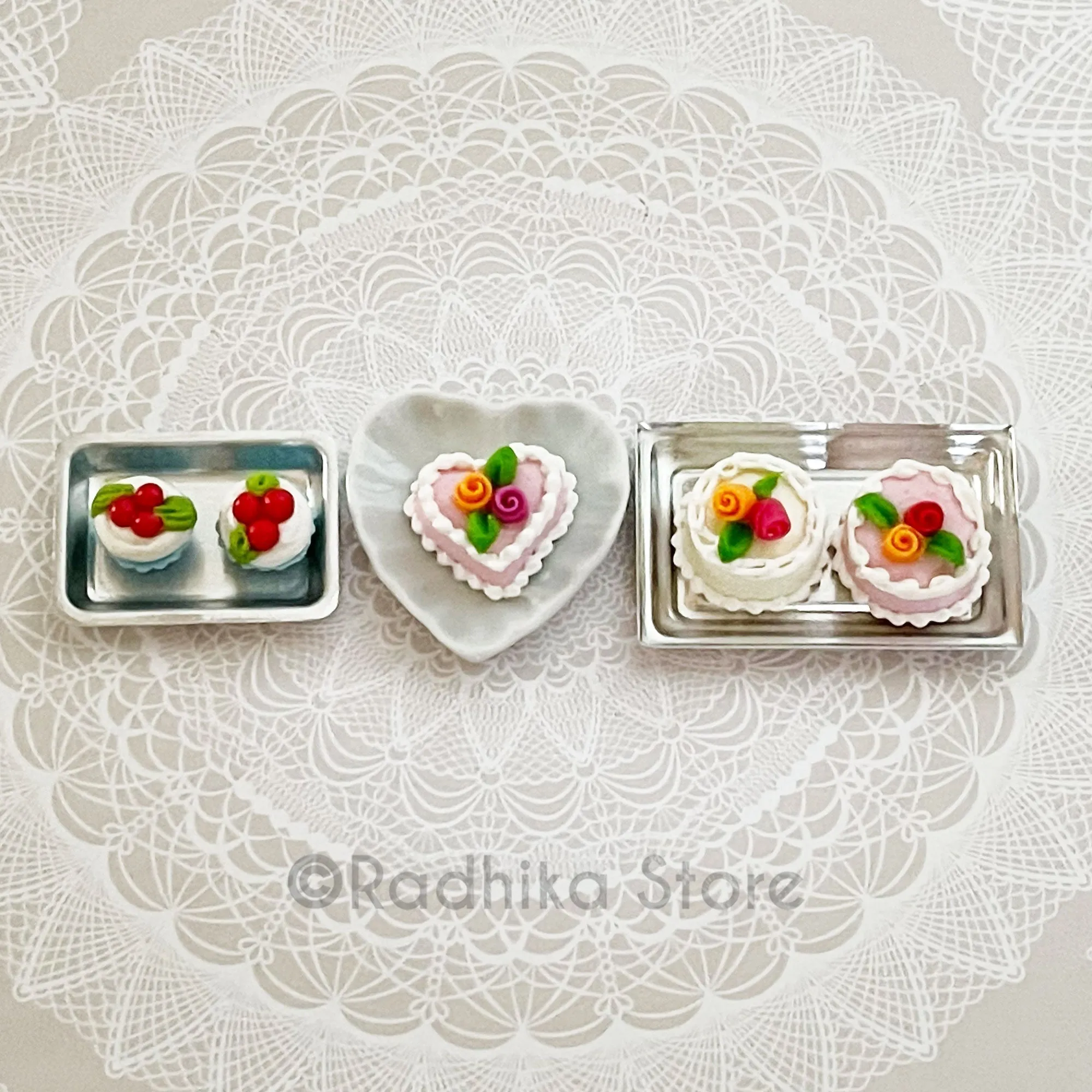 Tiny Sweet Square Cakes - Frosty Swirl - Choose- Set of 2