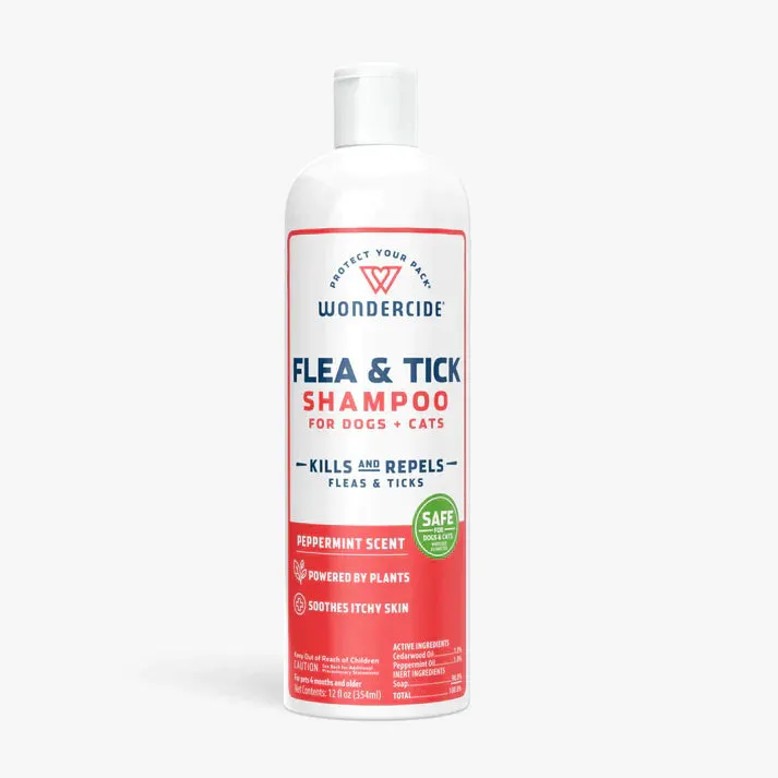 Wondercide Peppermint Scent Flea & Tick Shampoo for Dogs   Cats with Natural Essential Oils