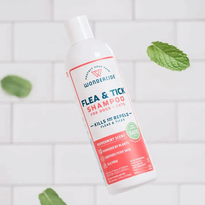 Wondercide Peppermint Scent Flea & Tick Shampoo for Dogs   Cats with Natural Essential Oils