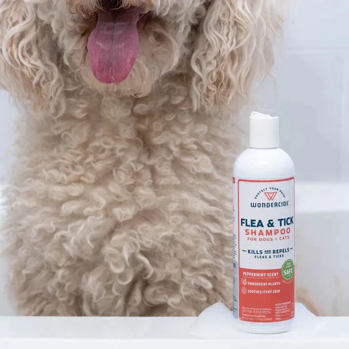 Wondercide Peppermint Scent Flea & Tick Shampoo for Dogs   Cats with Natural Essential Oils